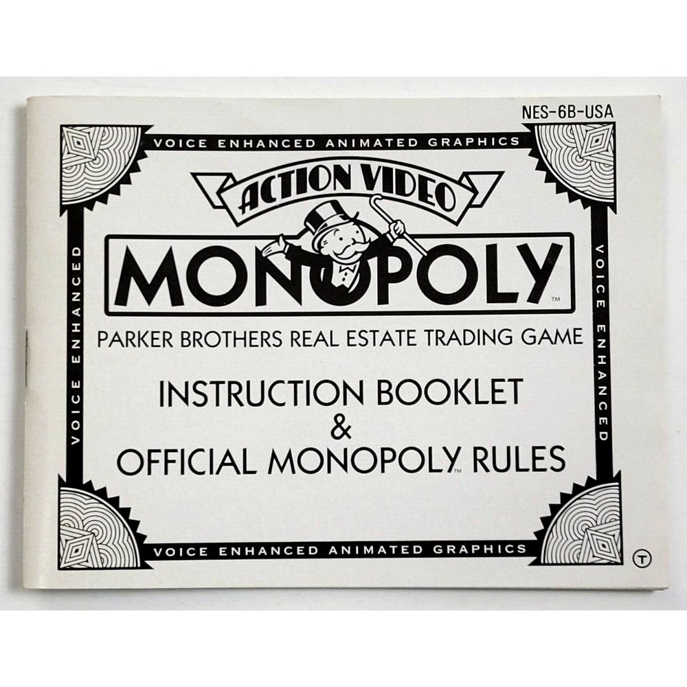 MONOPOLY -  NES‎ GAME MANUAL - NINTENDO GAME MANUAL ONLY